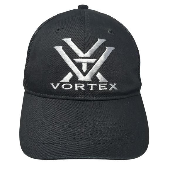 Vortex Snapback Trucker Hat Black One Size Embroidered Mesh Back Solid - Picture 1 of 9